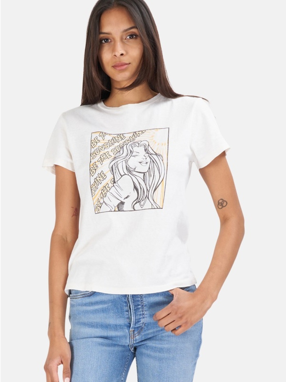 Women's Re/Done White Graphic Tee - Be The Sunshine